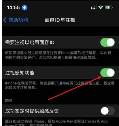 斗门苹果14维修网点分享iPhone14注视感知功能有什么用 