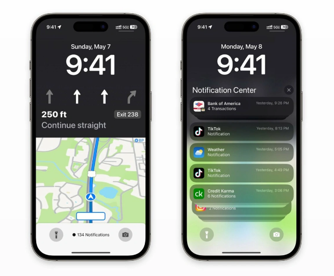 斗门苹果维修服务分享iOS17锁屏地图导航半屏显示长什么样 